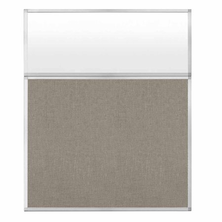 VERSARE Hush Panel Configurable Cubicle Partition 5' x 6' W/ Window Warm Pebble Fabric Frosted Window 1812518-3